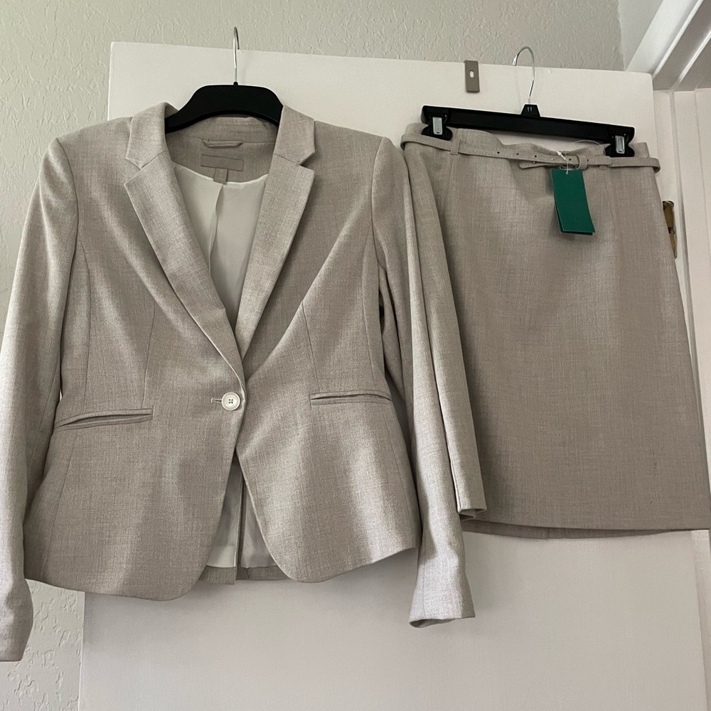 H&M Beige Blazer and Skirt Set